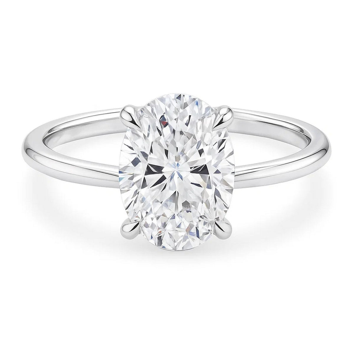 3 Carat Oval Lab Grown IGI G/VS1 Diamond Solitaire Ring in 10K White Gold