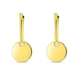 14k Yellow Gold Huggie Style Hoop Earrings with Circle Drops
