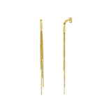 14K Yellow Gold Multi Chain Drop Earrings