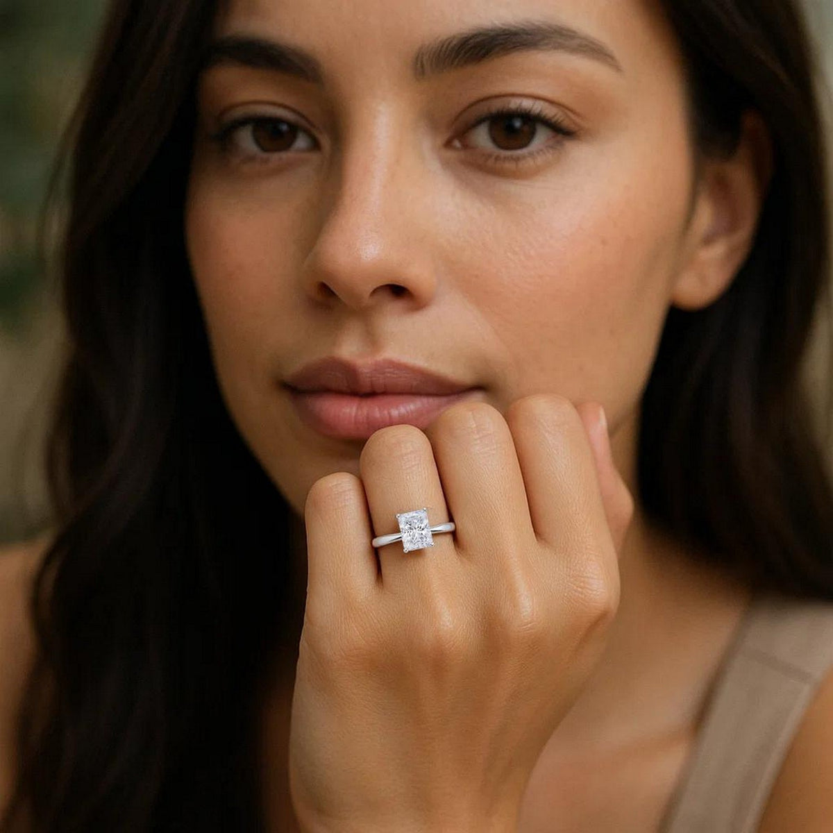 1 1/2 Carat Radiant Lab Grown IGI G/VS1 Diamond Solitaire Ring in 14K White Gold