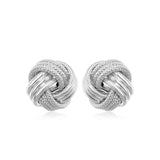 14k White Gold Love Knot with Ridge Texture Earrings