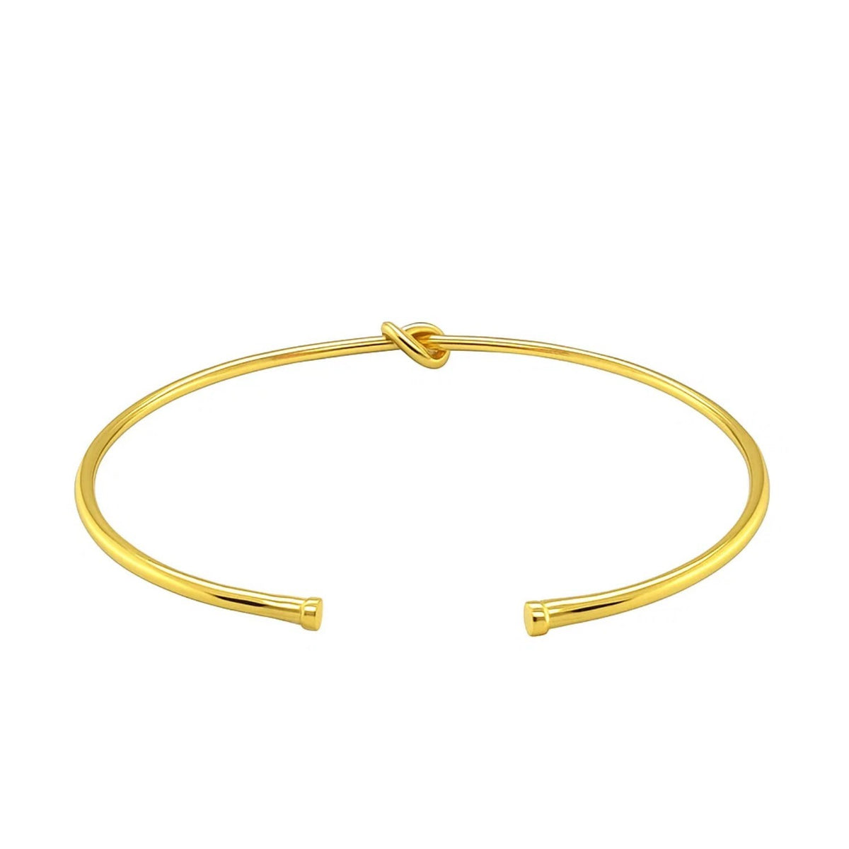 14k Yellow Gold Polished Cuff Bangle with Knot (5.50 mm)