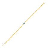 14K Yellow Gold Blue Topaz Mirrored Chain (2.20 mm)