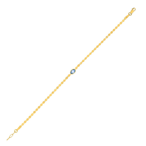 14K Yellow Gold Blue Topaz Mirrored Chain (2.20 mm)