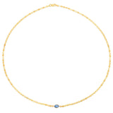 14K Yellow Gold Blue Topaz Mirrored Chain (2.20 mm)