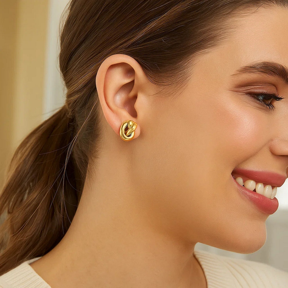 14k Yellow Gold Polished Knot Earrings