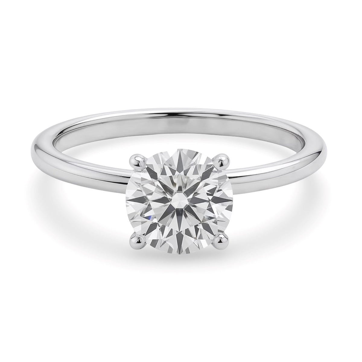 1 1/2 Carat Round Lab Grown IGI G/VS1 Diamond Solitaire Ring in Sterling Silver