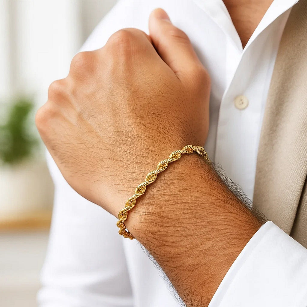 Silk Rope Chain Bracelet in 14k Yellow Gold  (4.30 mm)