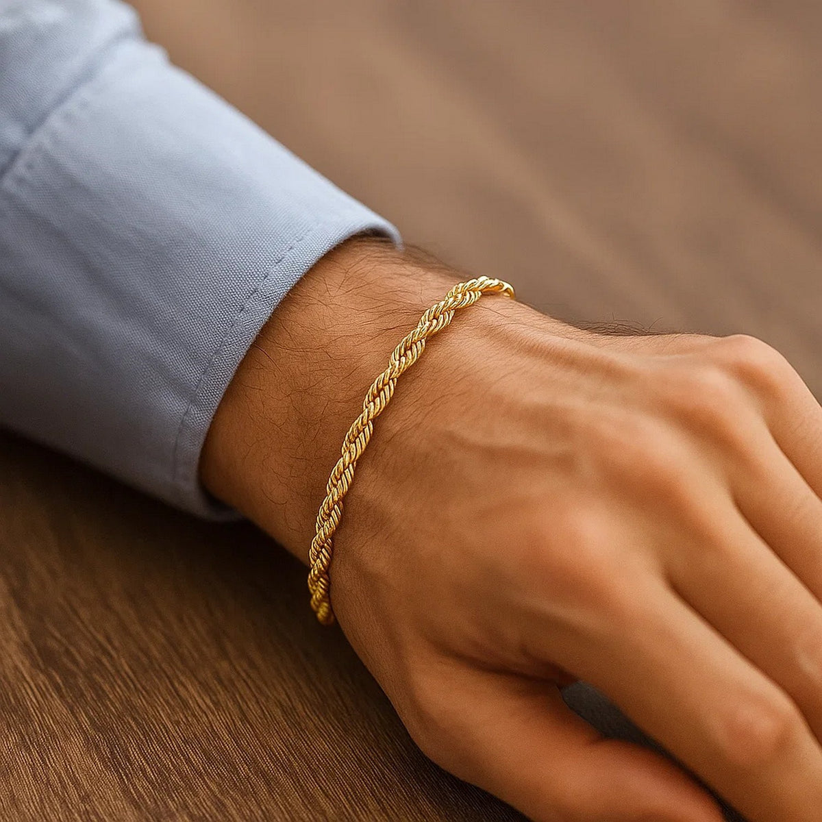 Silk Rope Chain Bracelet in 14k Yellow Gold  (4.30 mm)