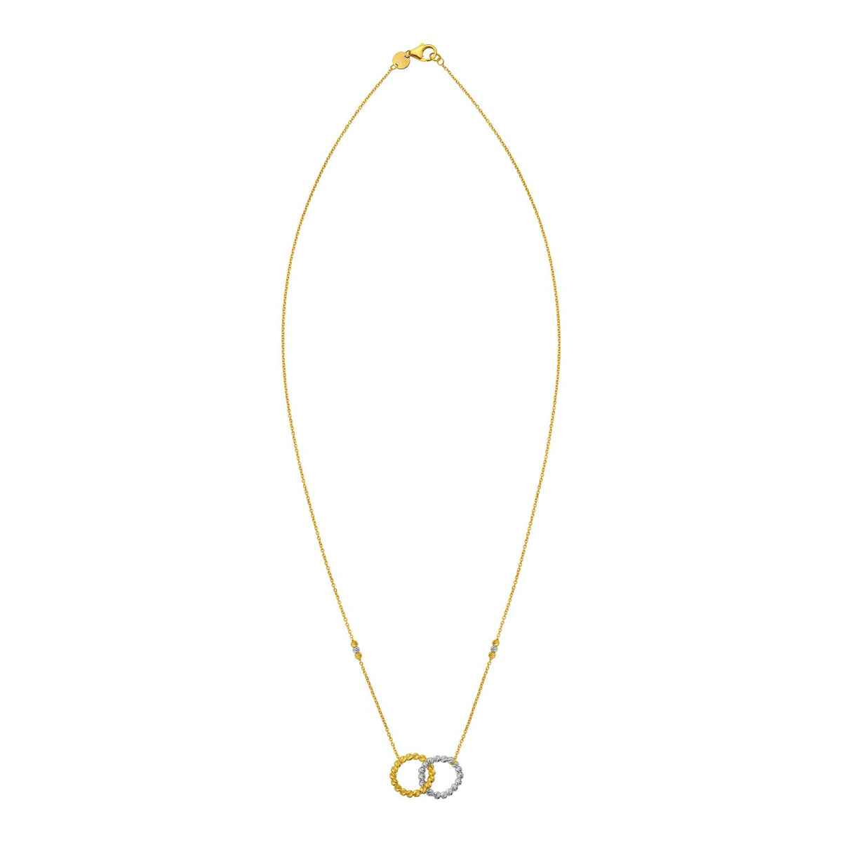 14K Two Tone Gold Interlocking Circle Necklace