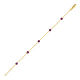 14K Yellow Gold Pink Sapphire Station Bracelet