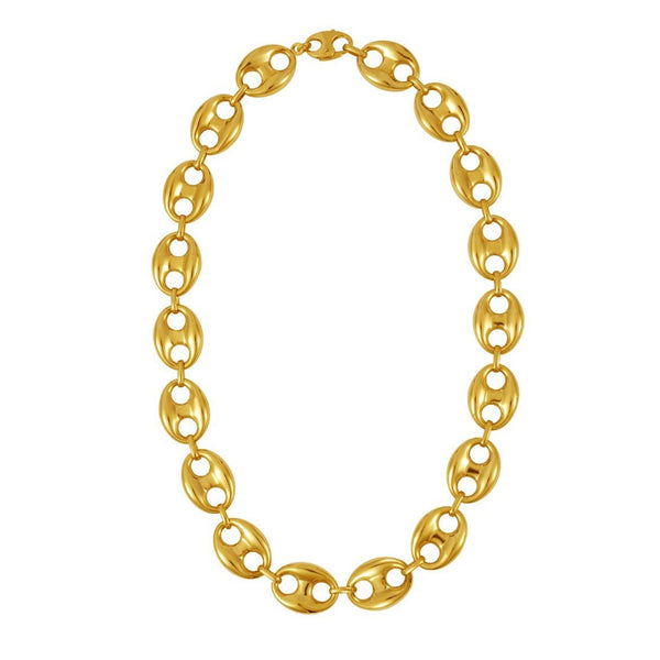 Puffed Mariner Link 16mm Necklace in 14K Yellow Gold