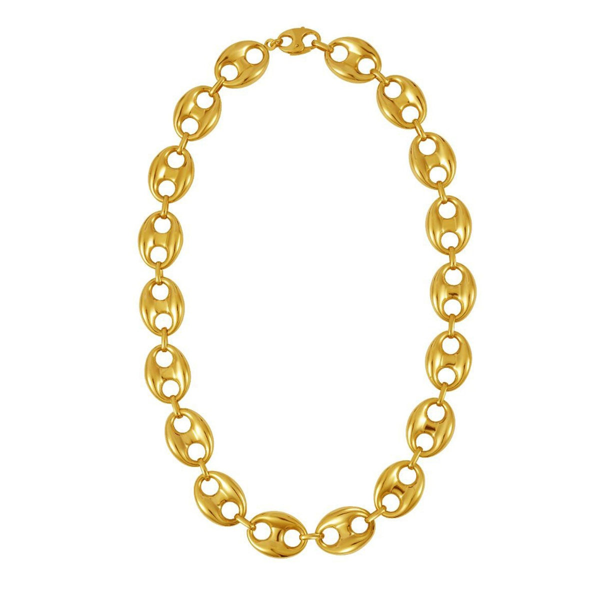 Puffed Mariner Link 16mm Necklace in 14K Yellow Gold