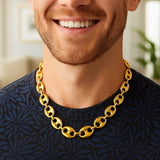Puffed Mariner Link 16mm Necklace in 14K Yellow Gold