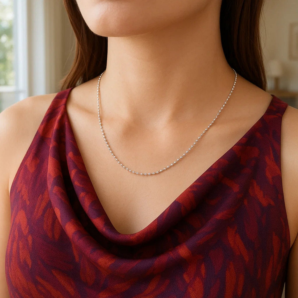 14k White Gold Bead Chain 1.5mm (1.50 mm)
