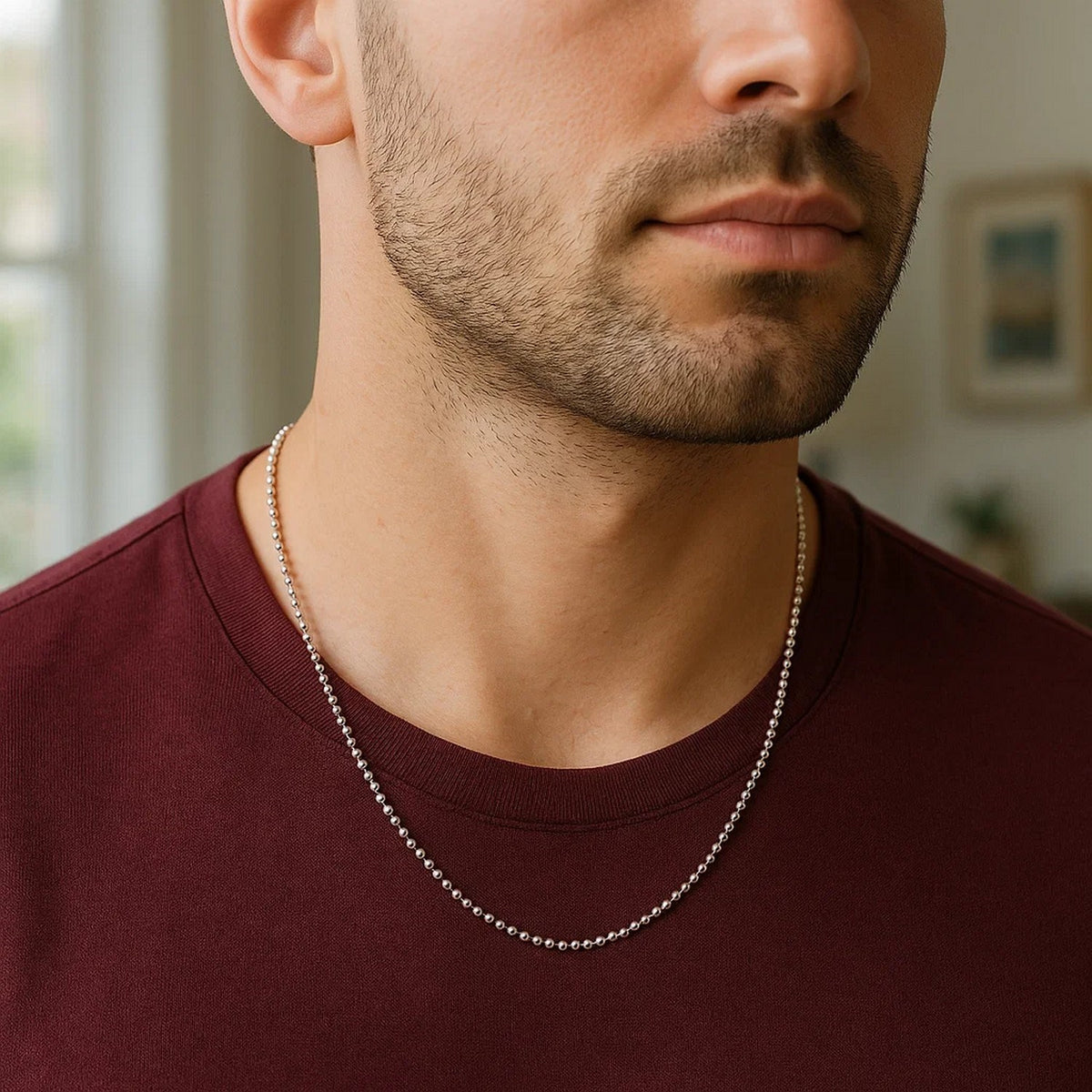 14k White Gold Bead Chain 1.5mm (1.50 mm)