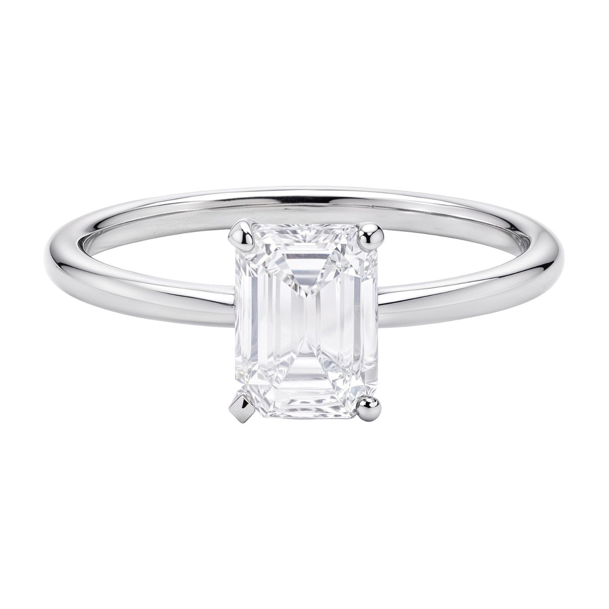 1 Carat Emerald Lab Grown IGI G/VS1 Diamond Solitaire Ring in 14K White Gold