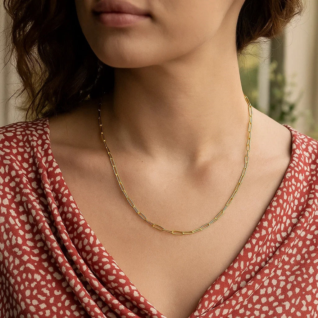 14K Yellow Gold Fine Paperclip Chain (1.50 mm)
