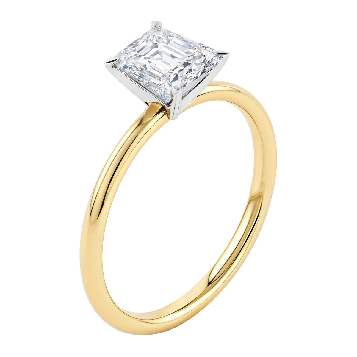 2 Carat Emerald Lab Grown IGI G/VS1 Diamond Solitaire Ring in 10K Yellow Gold