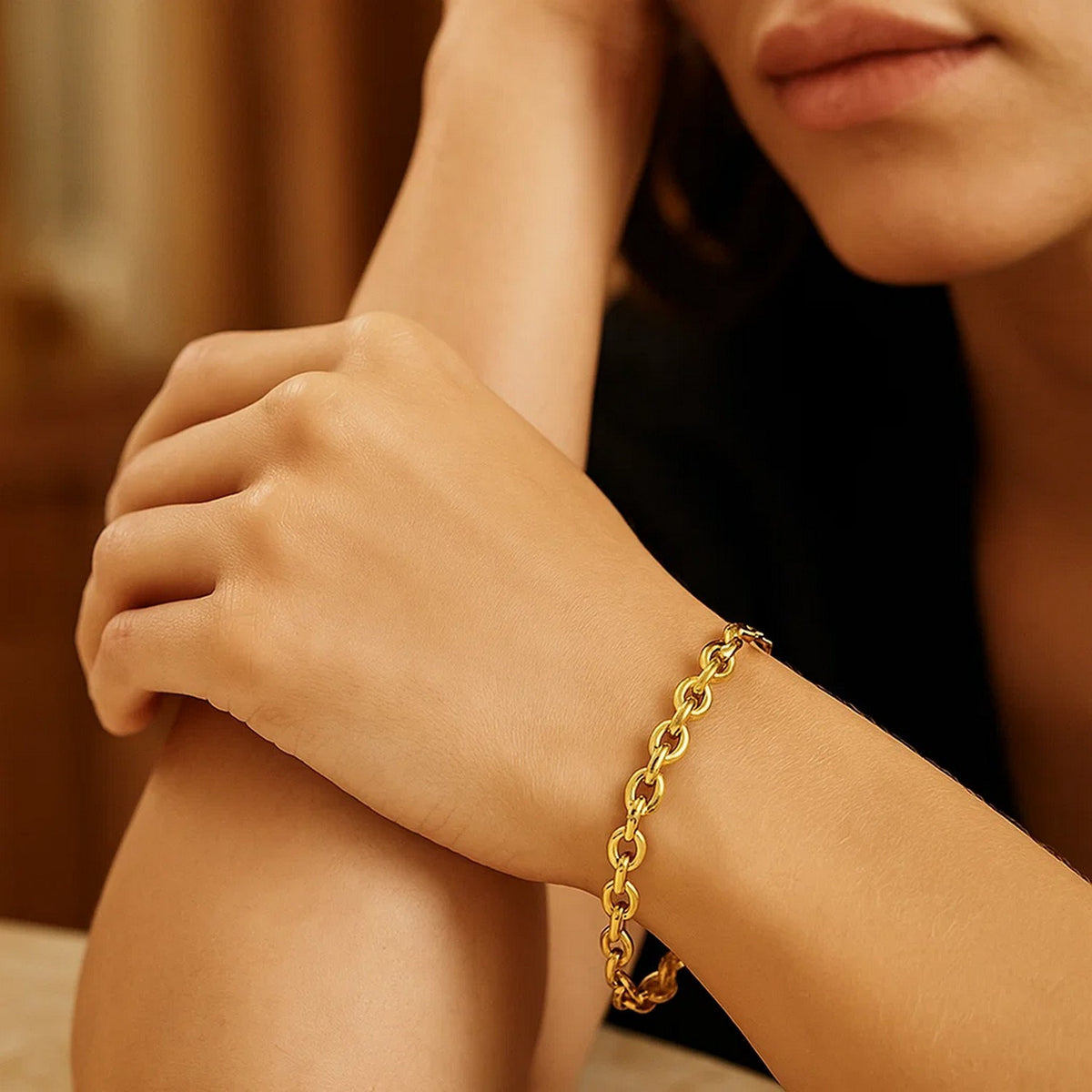 14k Yellow Gold Polished Oval Link Bracelet (6.20 mm)