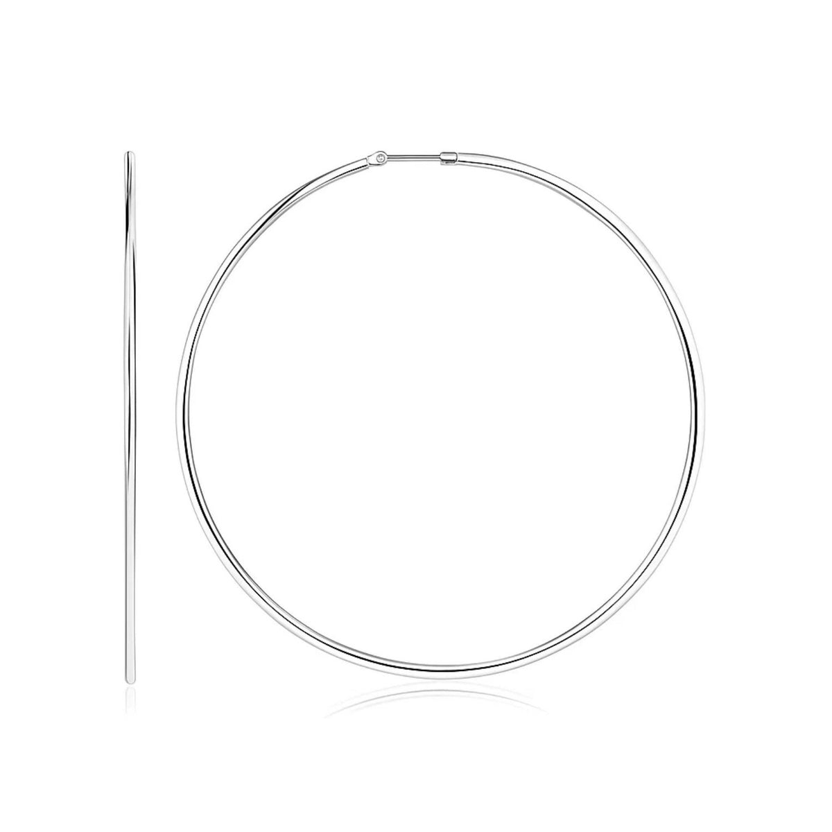 Sterling Silver Large Polished Round Hoop Earrings(60mm)