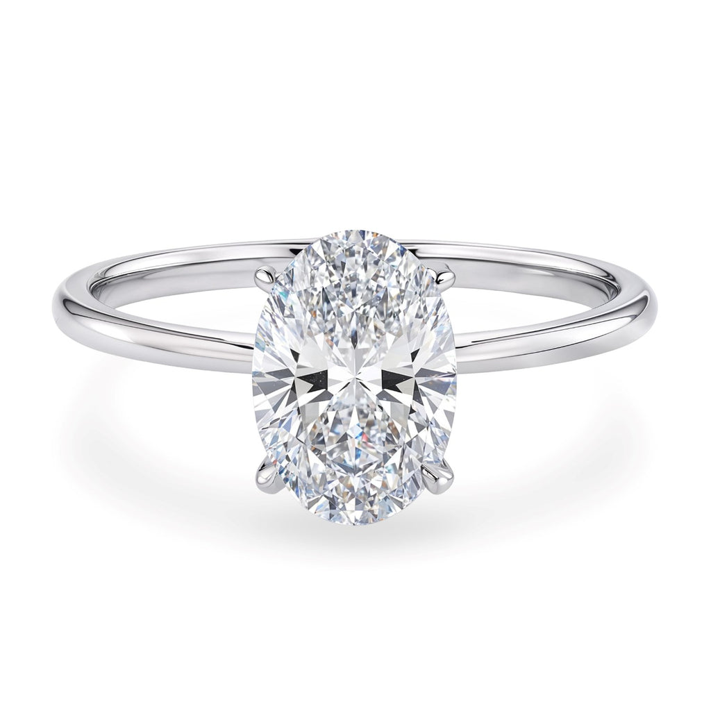 1 1/2 Carat Oval Lab Grown IGI G/VS1 Diamond Solitaire Ring in 14K White Gold