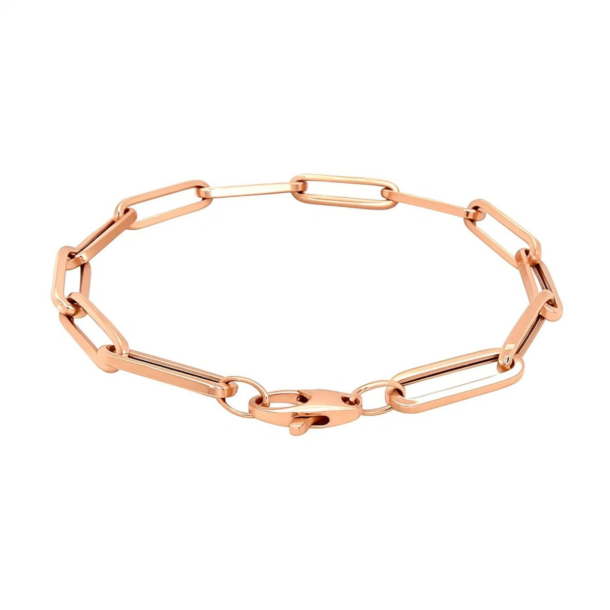 14K Rose Gold Extra Wide Paperclip Chain Bracelet (6.10 mm)