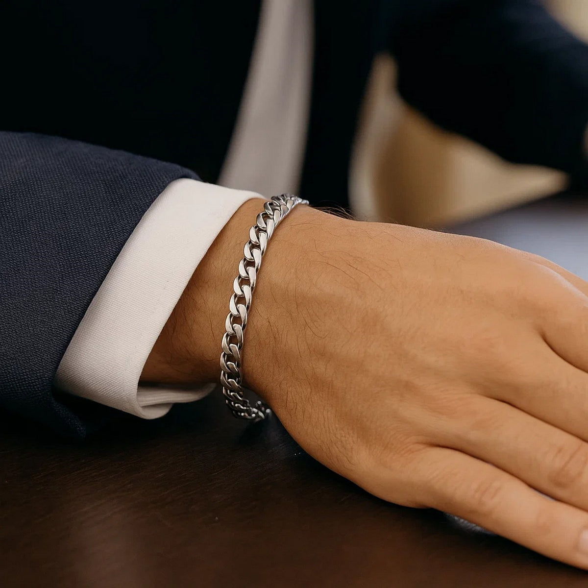 14k White Gold Miami Cuban Semi Solid Bracelet (5.50 mm)
