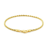 10k Yellow Gold Solid Diamond Cut Rope Bracelet (2.50 mm)