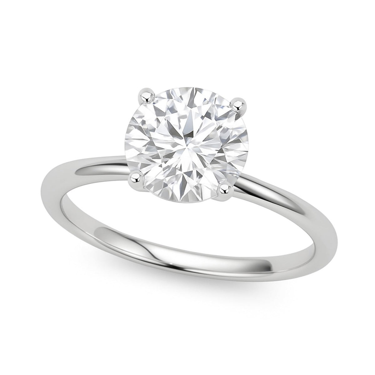 1 Carat Round Lab Grown IGI G/VS1 Diamond Solitaire Ring in 14K White Gold