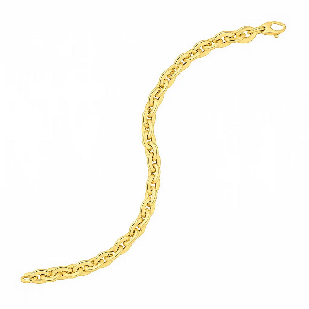 14K Yellow Gold Mirror Rolo Link Chain Necklace (7.30 mm)
