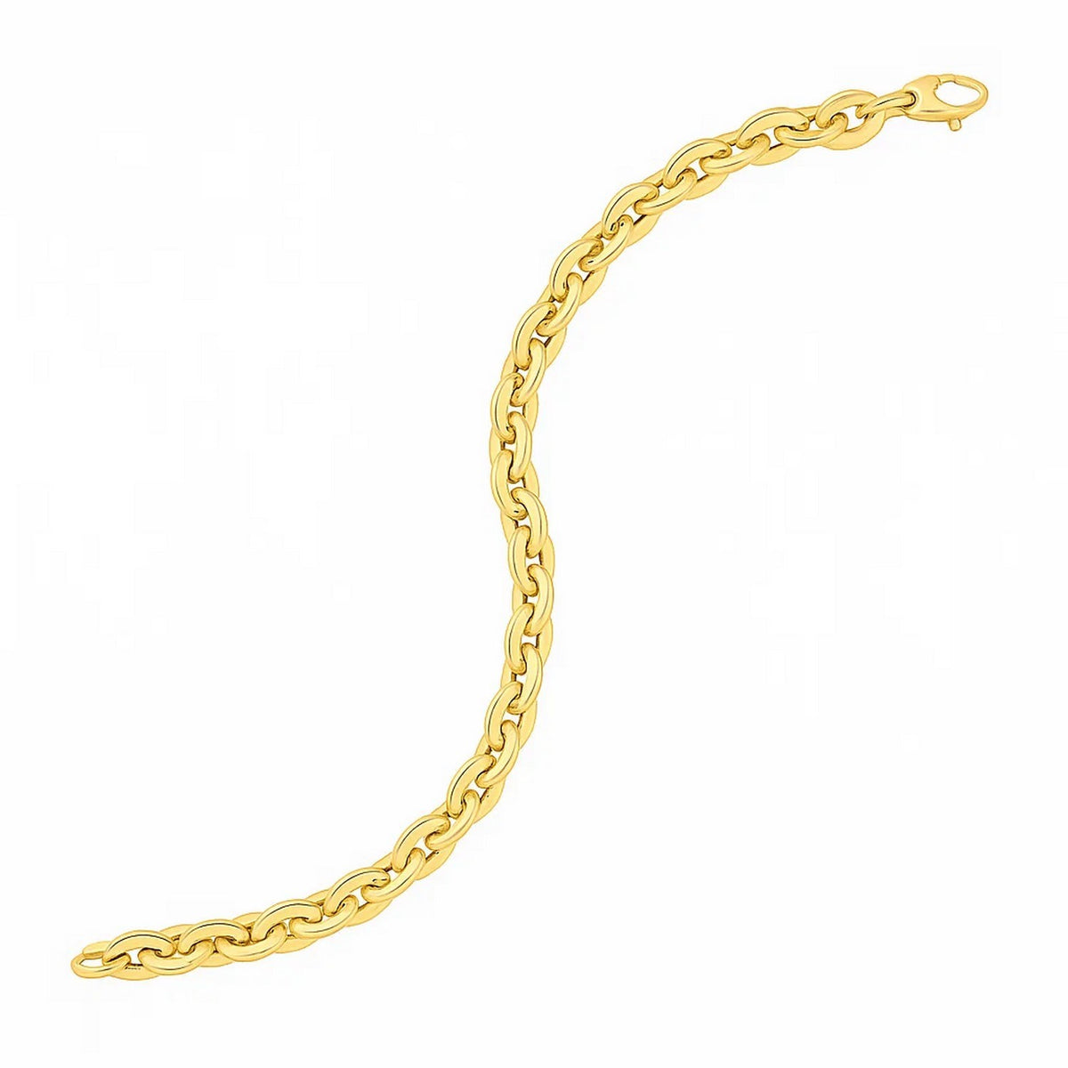 14K Yellow Gold Mirror Rolo Link Chain Necklace (7.30 mm)