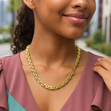 14K Yellow Gold Mirror Rolo Link Chain Necklace (7.30 mm)