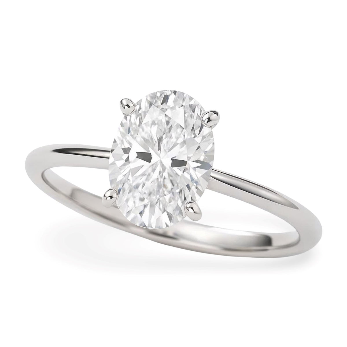 1 Carat Oval Lab Grown IGI G/VS1 Diamond Solitaire Ring in 14K White Gold