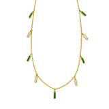 14K Yellow Gold Malachite And MOP Inlay Station Necklace