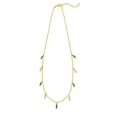 14K Yellow Gold Malachite And MOP Inlay Station Necklace
