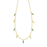 14K Yellow Gold Malachite And MOP Inlay Station Necklace