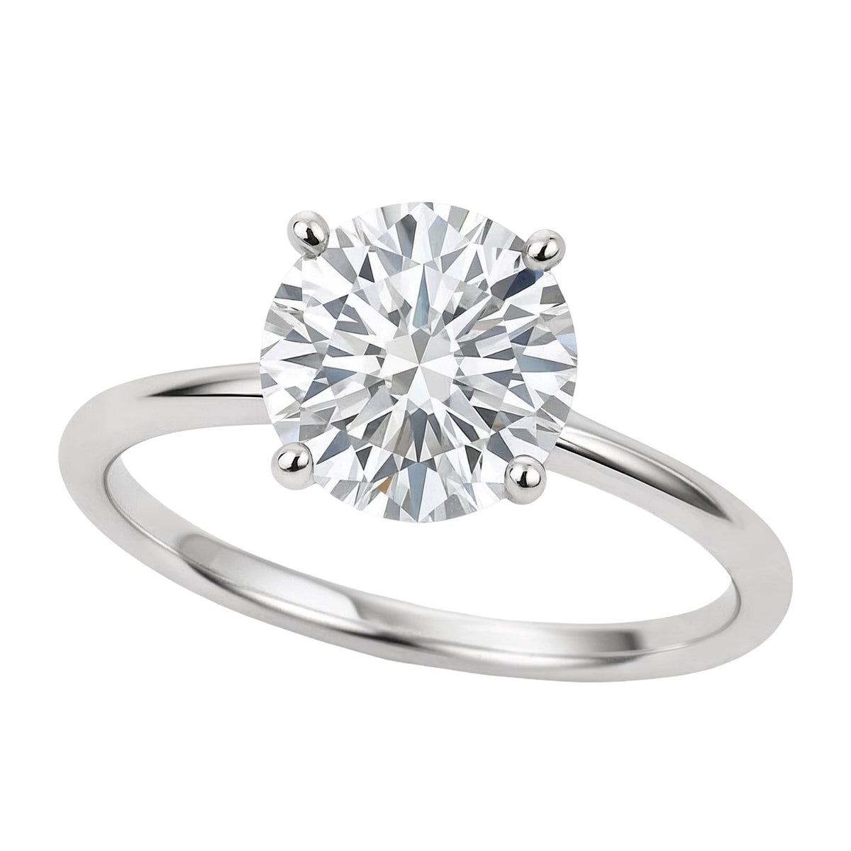 2 Carat Round Lab Grown IGI G/VS1 Diamond Solitaire Ring in 14K White Gold