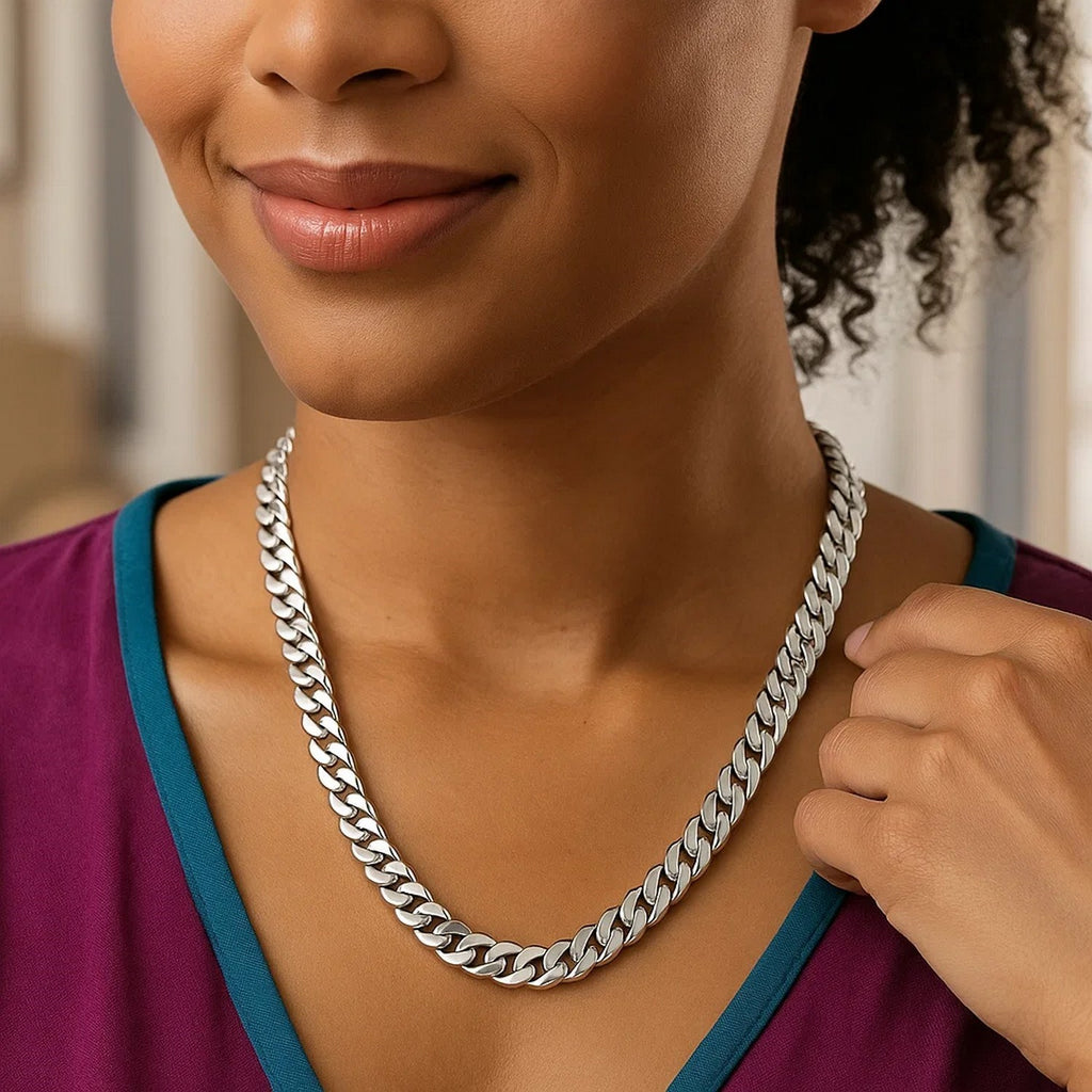 14k White Gold 22 inch Polished Curb Chain Necklace