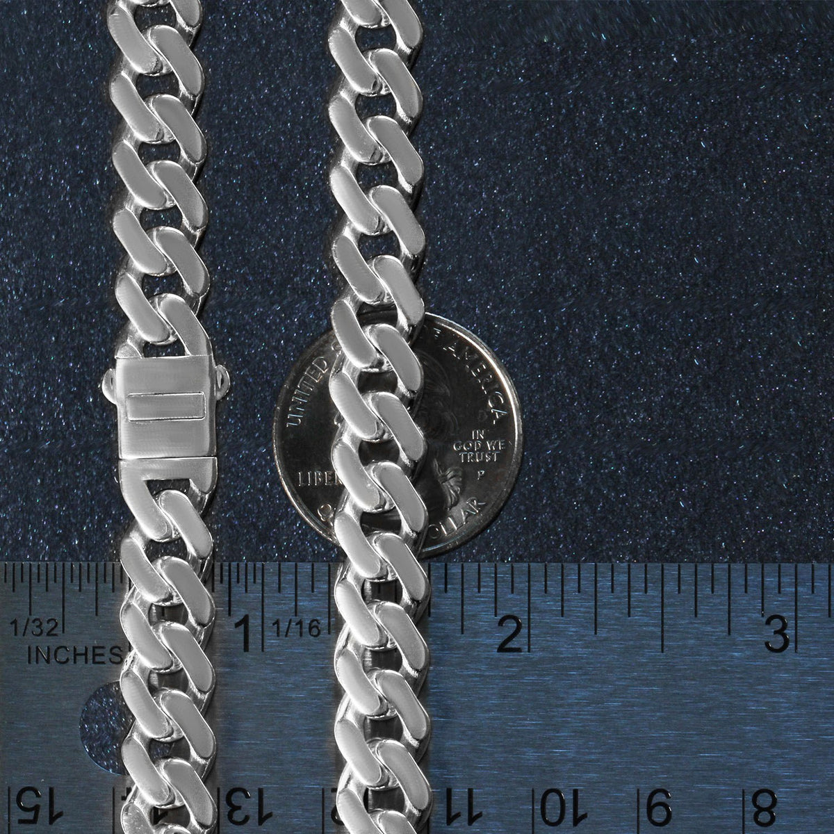 14k White Gold 22 inch Polished Curb Chain Necklace