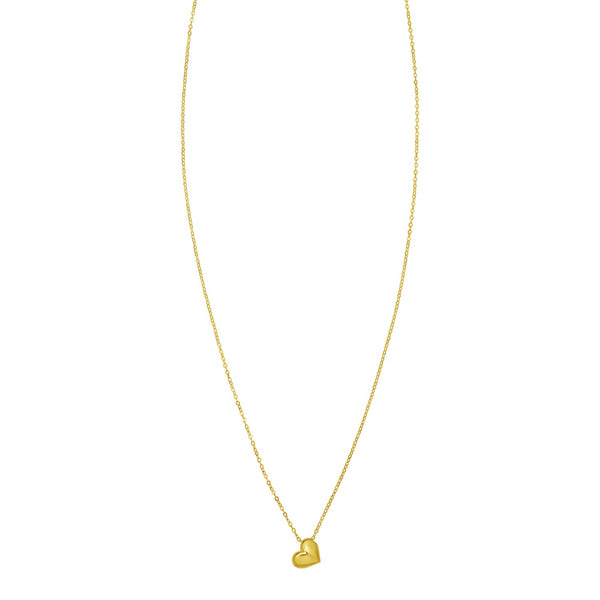 14K Yellow Gold Puffed Mini Heart Pendant Necklace