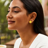 14K Yellow Gold Four Leaf Clover Earrings(10mm)