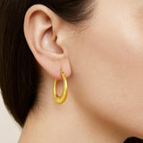 14k Yellow Gold Graduated Round Textured Hoop Earrings