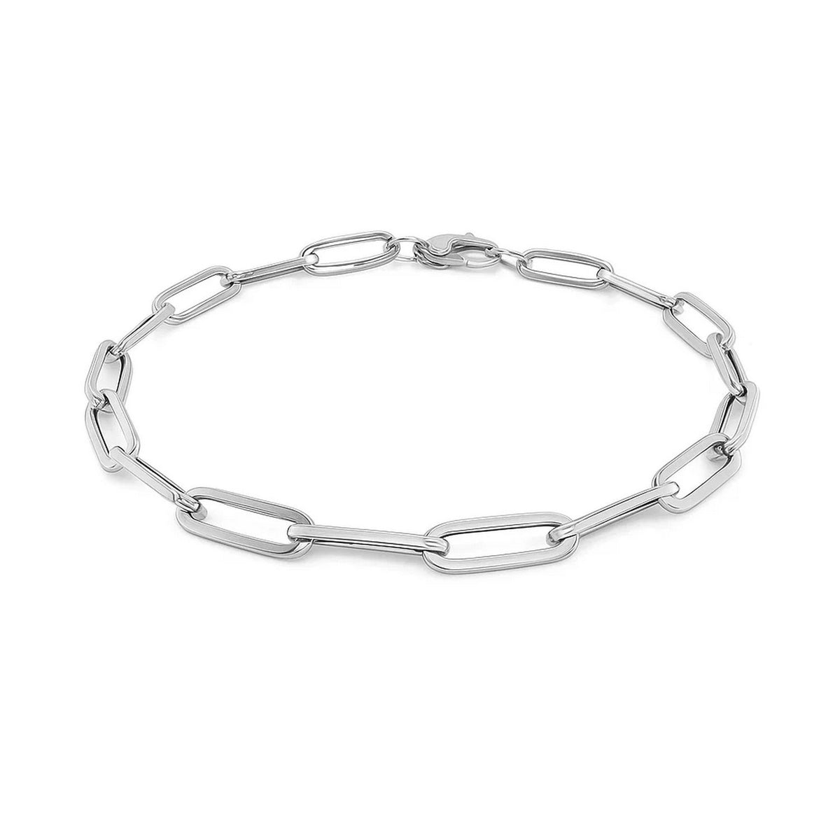 14K White Gold Bold Paperclip Chain Bracelet (4.20 mm)