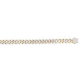 14k Two Tone Gold Miami Cuban Chain Necklace with White Pave