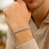14k White Gold Classic Miami Cuban Solid Bracelet (5.00 mm)