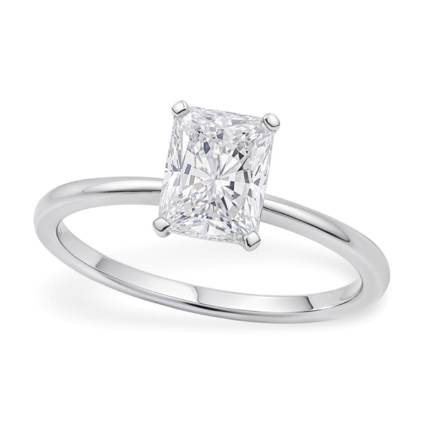1 1/2 Carat Radiant Lab Grown IGI G/VS1 Diamond Solitaire Ring in 10K White Gold