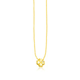 14k Yellow Gold Polished Four Leaf Clover Necklace with Diamond