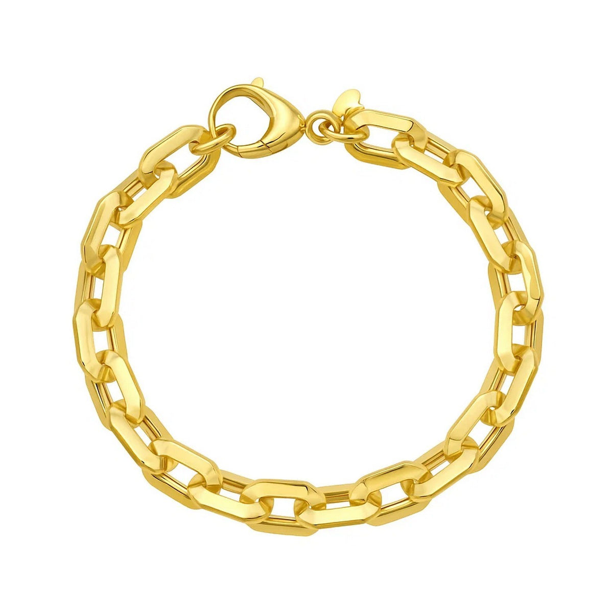 14K Yellow Gold Faceted Octagonal Link Chain Bracelet (8.10 mm)