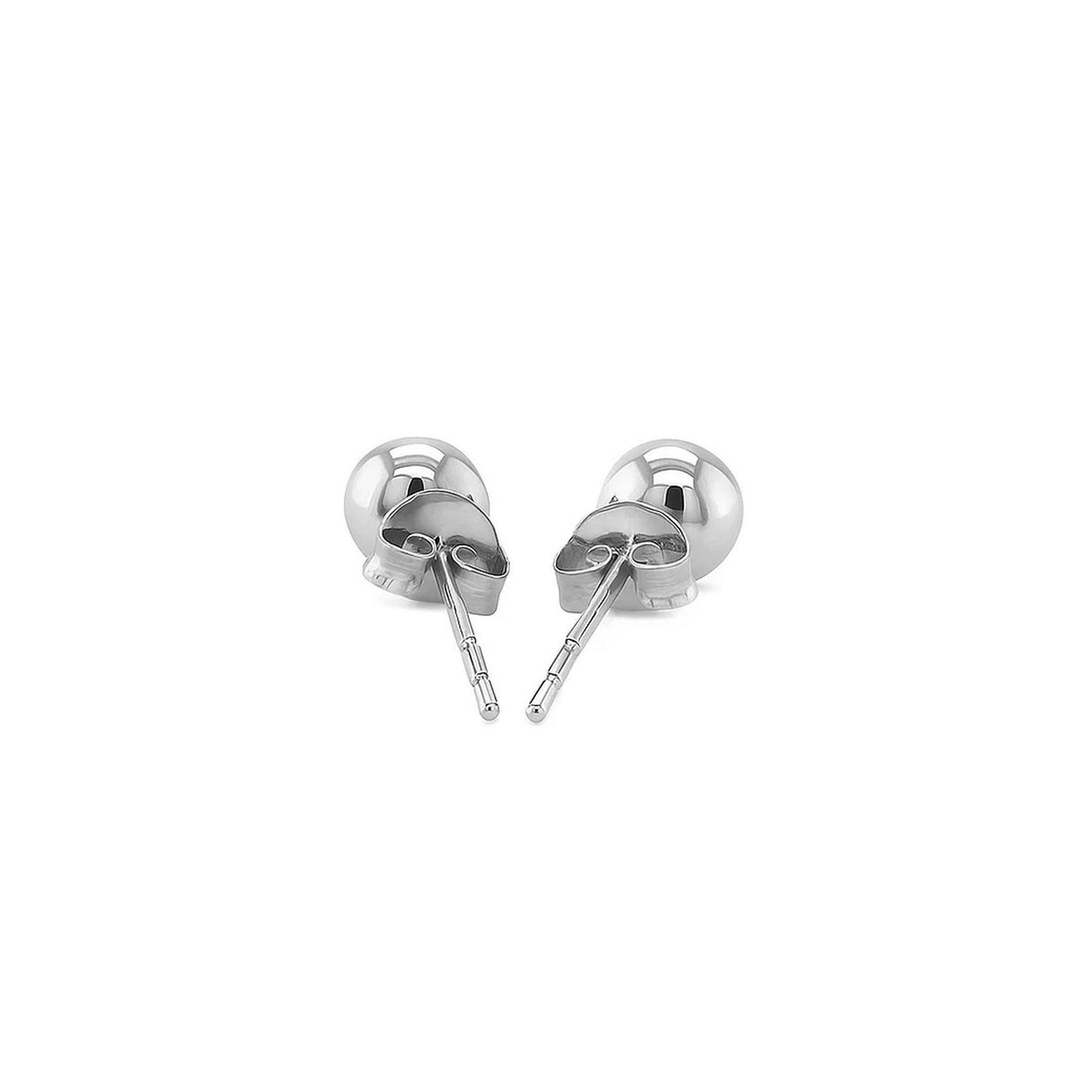 14k White Gold Round Stud Earrings (4mm)